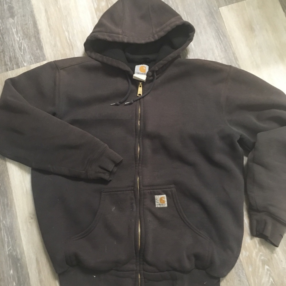 VTG 90’s Carhartt Black thermal lined Hooded Sweatshirt j149